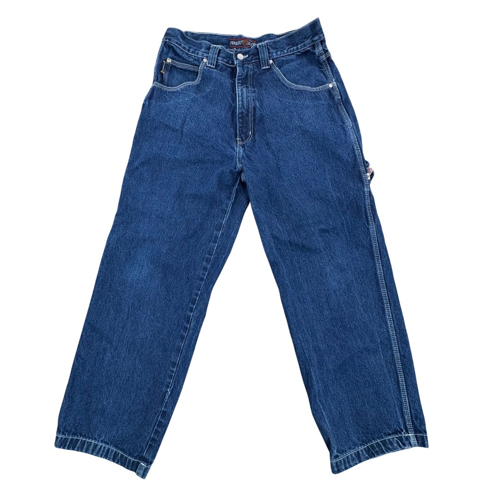 Perruzo Jeans Mens 34x30 Blue Carpenter Pants Wide Leg Baggy Y2K Streetwear